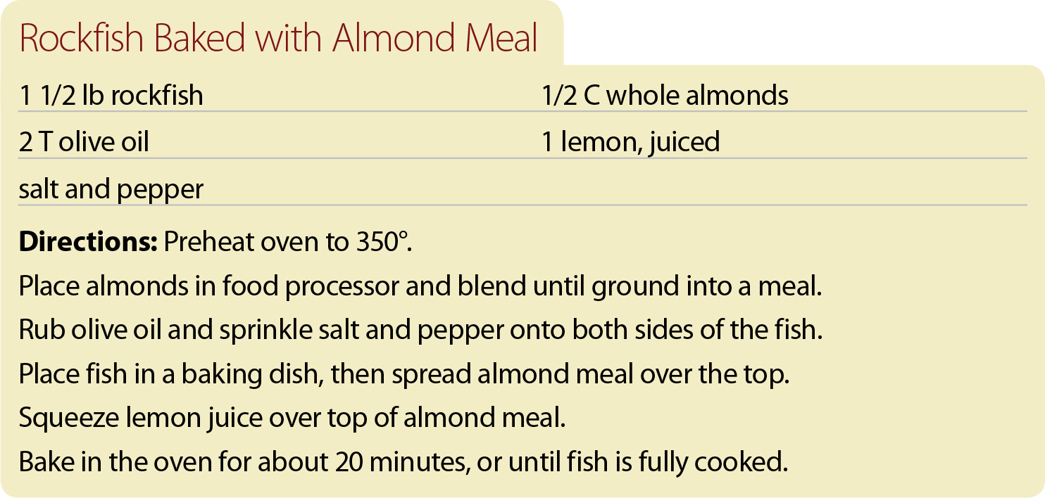 rockfish baked with almond meal Mediterranean diet recipe