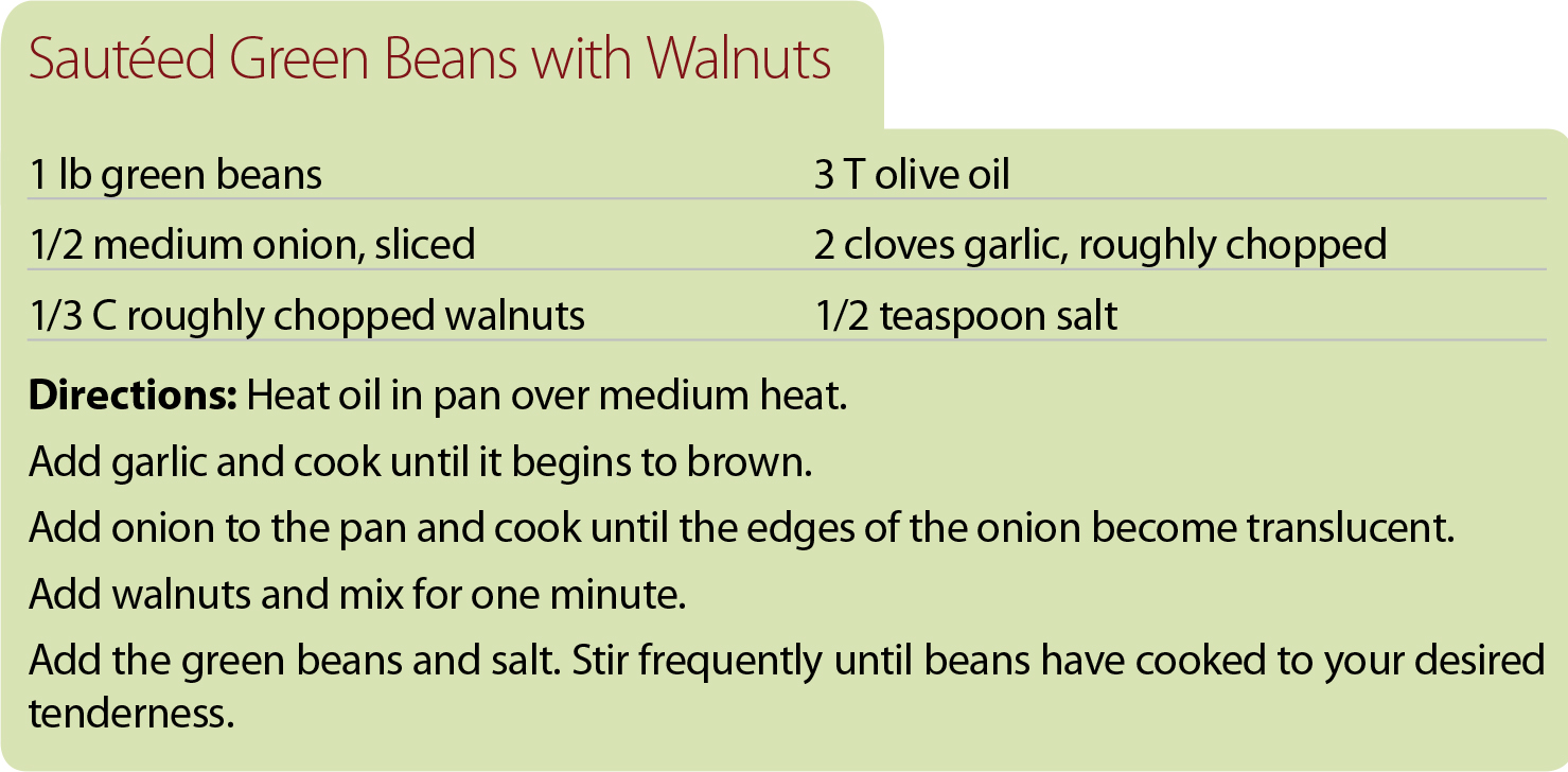 sauteed green beans with walnuts Mediterranean diet recipe